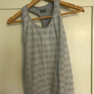 athleta striped light blue tank top